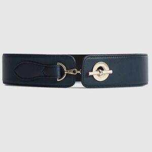 Elegant Navy Blue Leather Belt